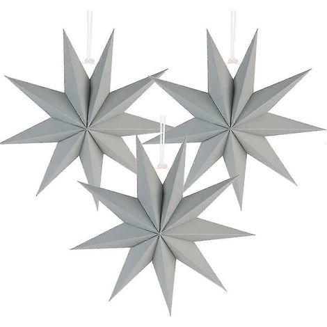 Weihnachtliche Papiersterne mit 9 Ecken, 30 cm (grau), 3 Stück (1/5)