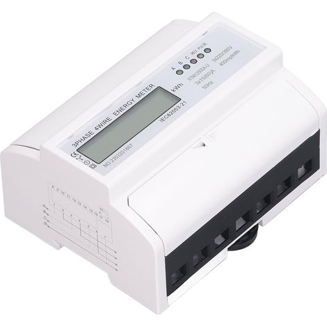 Dreiphasen-Energiezähler, Stromverbrauchsanzeige mit LCD-Display, DIN-Schienenmontage, 3x15A, 3x220V/380V, Leistungsmesser. (1/5)