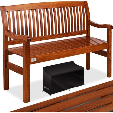 KESSER® Gartenbank Holz Holzbank wetterfest Parkbank Massivholz Sitzbank Balkonbank Gartenmöbel Bank für Balkon Terrasse & Garten 125 cm / Dunkelbraun