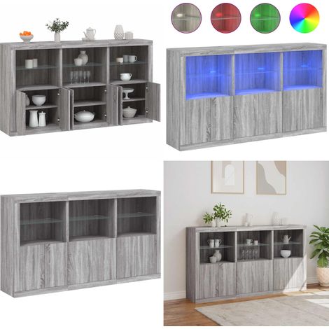 Buffet avec lumières LED sonoma gris 181,5x37x100 cm - Meuble De Rangement - Buffet Design - Meuble Tv - Luminaire Led - Éclairage Rgb - Home & Living (1/5)