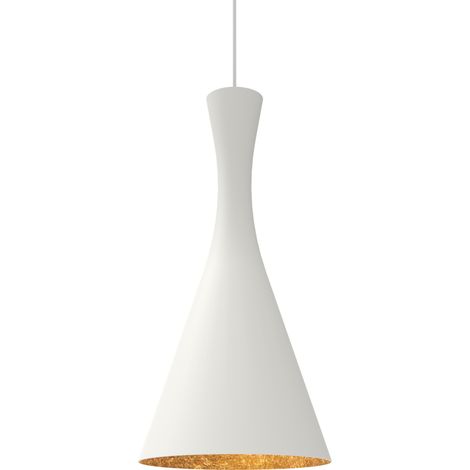 LUMICOM JAQUELINE Sospensione, 1x E27, max 42W, metallo, bianco opaco/foglia oro, D.20cm (1/3)