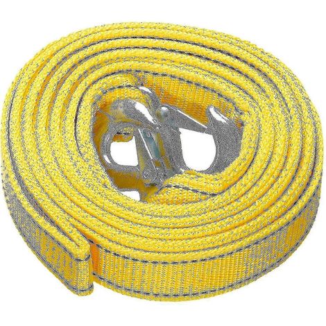 Hochleistungs-Abschleppseil mit Sicherheitshaken, Polyester-Abschleppseil, Zugseil, gelb, 4 Meter, 5 Tonnen (1/5)