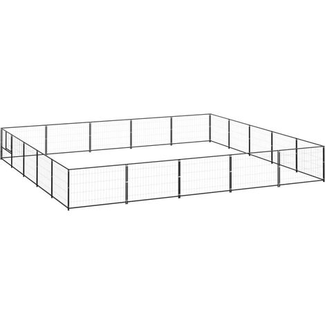 Chenil extérieur cage enclos parc animaux chien noir 25 m² acier