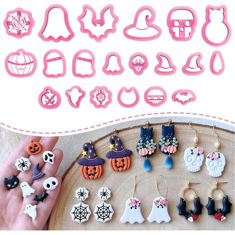 Halloween Polymer Clay Cookie Cutters - 20 Shapes Earring Shapes Pumpkin Clay Earrings (1/5)