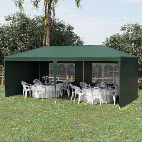 Tente jardin 6x3 Vert m 4 murs latéraux 2 fenêtres visibles kiosque extérieur fêtes événements