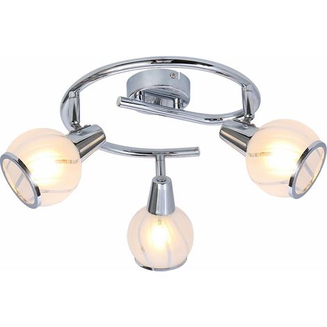 Plafonnier chromé rond 3 lumières verre E14 Megan IP20