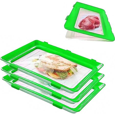 JSSEVN-Caja para alimentos refrigerada, 3 piezas, apilable, con compartimento inferior extraíble, para frutas, verduras y filetes. (1/5)