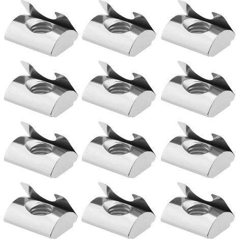50pcs Écrous à Rainure en T avec Feuille de Ressort pour Profilés en Aluminium Série 45 Standard Européen M8 Filetage Interne 10mm Profondeur de Rainure en Acier au Carbone (1/5)