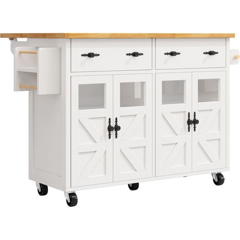 ELVMI Carrello da Cucina con 1 Cassetto e Ripiano Regolabile e 5 Ruote con Freno per Cucina in MDF Bianco (1/5)