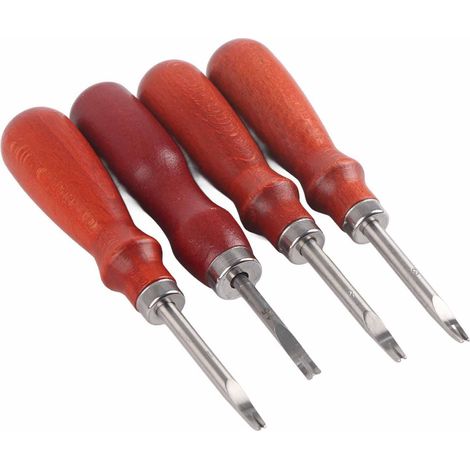 Outil de maroquinerie en cuir (lot de 4) - Affûteur de couteaux à chanfreiner - Fabrication artisanale - Biseauteur de bords de cuir (1/5)