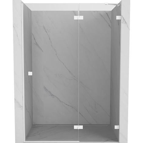 Mexen Lunar puerta de ducha abatible derecha 130 cm, transparente, blanca - 834-130-000-20-00-P (1/5)