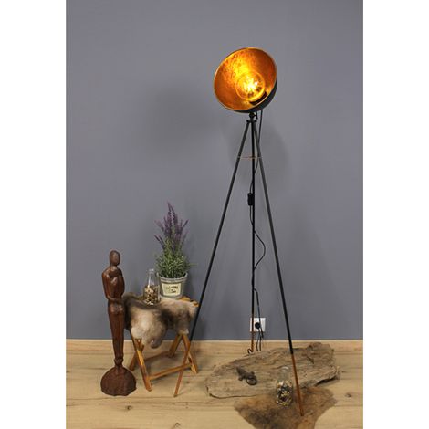 LED Stehleuchte mit schwenkbarem Schirm in Blättergoldoptik, Höhe 136cm (1/5)