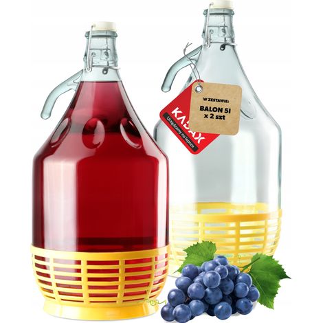 KADAX Weinballon, Glasballon für Wein, Weinfass aus glas, Glasgärballon Set