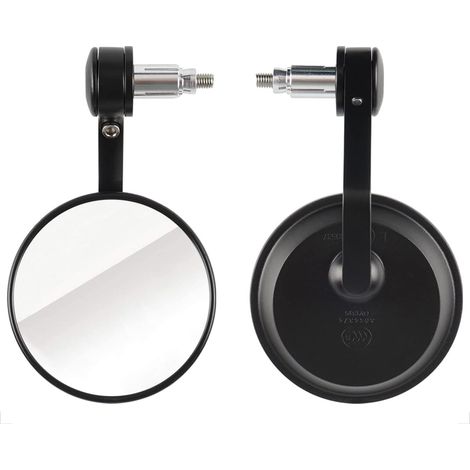 Motorcycle Bar End Mirrors, Round Motorcycle Mirrors, E-MARK Motorcycle Mirrors, Universal Rearview Mirrors for Quad Scooter ATV Motorcycle, 2 Pack