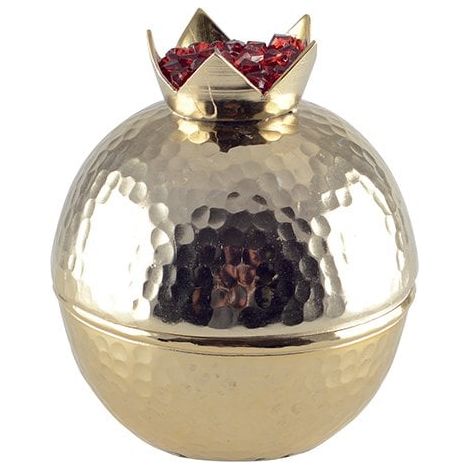 Boîte de Rangement Grenade en Aluminium Doré 12,5 x 12,5 x 15 cm - PANGIVO (1/3)