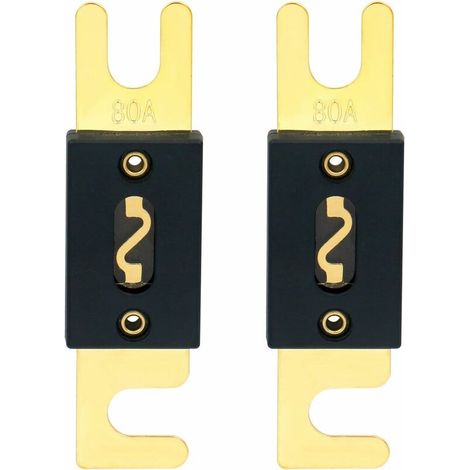 Paquete de 2 fusibles ANL-80A para sistemas de audio de automóviles - negro y dorado