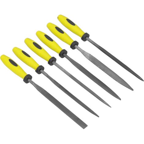 6-teiliges Set kleiner Feilen, spitz, quadratisch, rund, dreieckig, flach, aus Stahl mit Kugellager, zum Polieren von Metall, SIL-1113 (1/5)