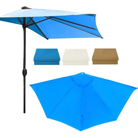 Auvent De Rechange pour Extérieur Balcon Terrasse Toile De Rechange pour Demi-Parasol Ø 270 Cm 5 Baleines, Imperméable Pare-Soleil Anti-UV 50+, Housse De Rechange pour Parasol De Jardin(Blue) (1/5)