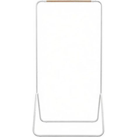 Perchero de pie multifunción de metal blanco con barra de madera 80 x 45 x 145 cm (1/5)