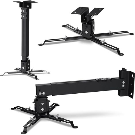 1 Support Projecteur, Acier, Réglable 43-65cm, Inclinaison 25 Degrés, Charge 20kg, Mur Et Plafond