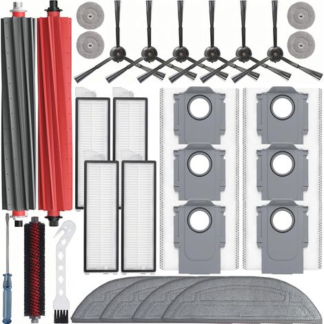 29 Stück Zubehör für Roborock S8 MaxV Ultra/S8 Max Ultra Roboter Saugroboter,1 Mop Reinigungsbürste,2 Hauptbürste,4 Filter,4 Wischpad,4 kleiner Mopp,6 Seitenbürsten,6 Staubbeutel,S8 Max (1/5)