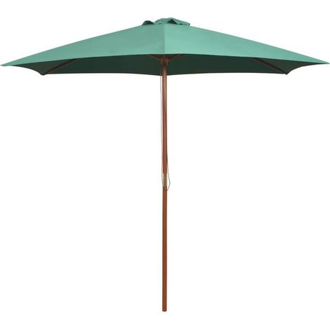 Parasol à mât en bois, 270 x 270 cm, vert (1/2)