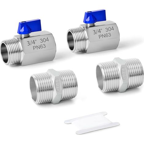 Vanne à bille haute performance en acier inoxydable 304 avec raccord hexagonal à mamelon SUS 304, 3/4" BSP femelle x 3/4" BSP mâle, TY-897