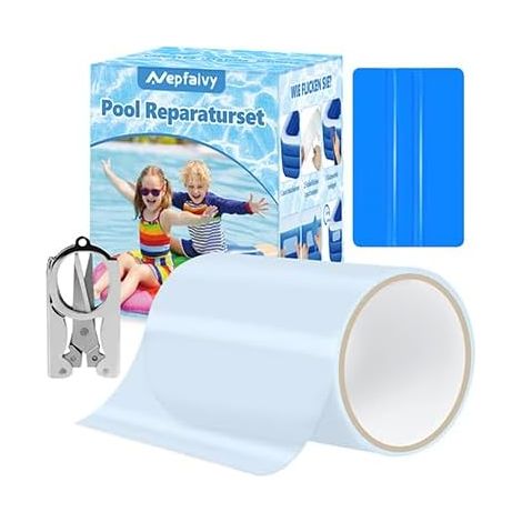 Rustine Piscine 10×150cm, Kit Reparation Liner Piscine Imperméable Reparation Liner Piscine Hors Sol PVC Ruban Autoadhésif, Kit Reparation Rustine Spa Gonflable, Matelas, Bouées Gonflables (1/5)