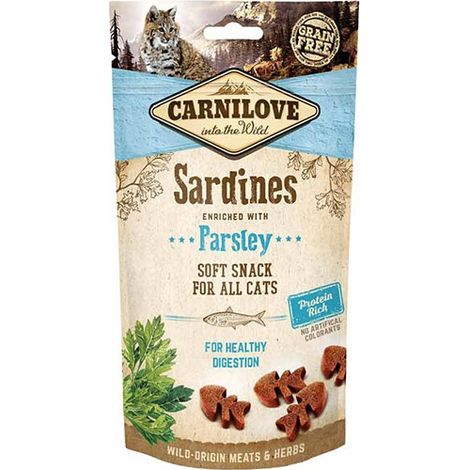 Friandises fraîches et moelleuses aux sardines et au persil Carnilove pour chats 50 g (1/2)