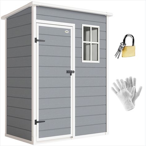 Abri de jardin gris en résine et aluminium avec fenêtre 151 x 92 (1/5)