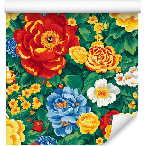 Papier peint esthétique à motifs de fleurs marines et d'or pour salon et chambre 50x1000 cm (1/5)