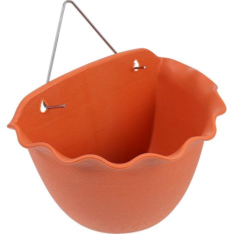 Pot de Fleurs Suspendu Vintage Grand Format Couleur Terre Cuite Crochet en V, Jardinière Murale pour Succulentes et Jardinage Extérieur, Panier Décoratif Résistant et Naturel (1/5)