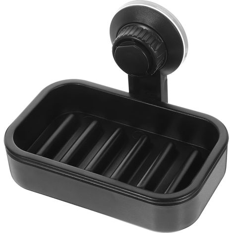 savon mural noir avec ventouse en plastique et base amovible (1/5)