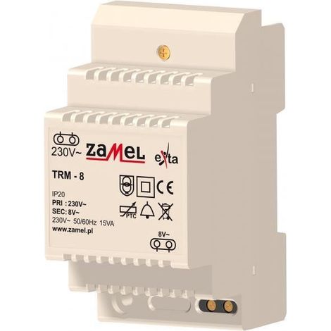 Transformateur TRM-8 - 230/8 V - Conception modulaire - Fonctionnement sûr - Protection contre les surcharges - Compact