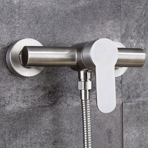 Mitigeur de douche mural en acier inoxydable avec levier unique pour eau froide et eau chaude