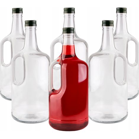 Set di 6 bottiglie di vetro Goliat per vino, liquori, whisky, distillati, acqua, succhi di frutta, sidro