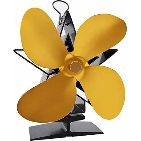 Ahlsen Heizofenventilator, Kaminzubehör, umweltfreundliche Ventilatoren für Holzöfen, leiser Kaminventilator, effiziente Wärmeverteilung, goldenes Windblatt (1/5)