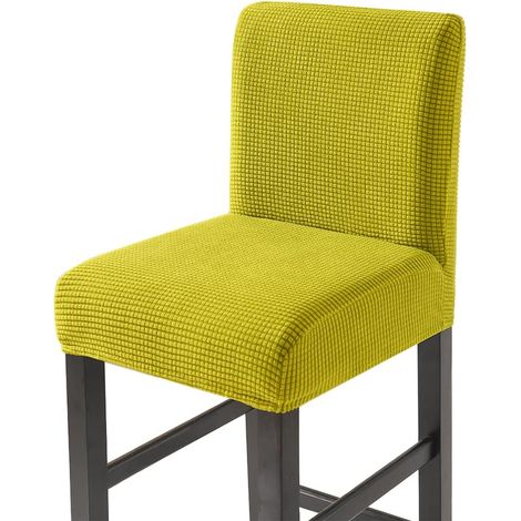Housses de Chaise de Tabouret Couvre Chaise de Bar Extensibles Housses Chaise à Dossier Bas 4pcs Vert Jaunâtre (1/5)