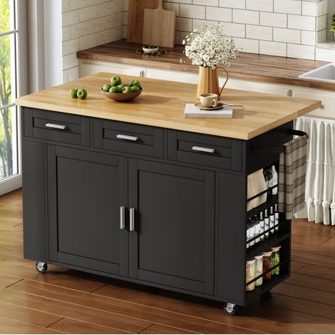 Faltbare Kücheninsel 120 x 70 x 84 cm aus MDF mit Rollen OKMYHOME (1/5)