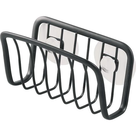 porte-ponge Avec Ventouses (noir), Petit Organiseur D'vier En Mtal Pour Ponge Et Grattoir Casseroles, Aide Pratique Pour L'organisation De La Cui (1/4)