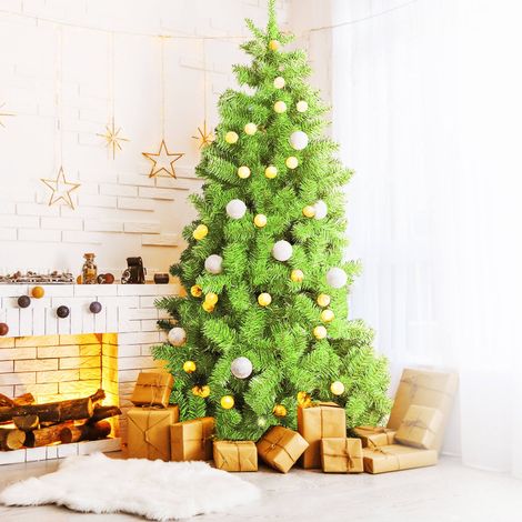 Dmora - Árbol de Navidad Oslo, árbol artificial extra grueso, árbol efecto PVC real, 493 ramas, altura 180 cm, con embalaje reforzado (1/5)