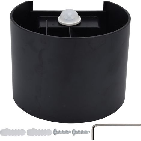Lampadaire mural LED intelligent 12W à détection humaine et photosensible – Lumière chaude – IP65 waterproof – Aluminium noir – Kit d'installation – Décoration extérieure (cour, jardin, terrasse)
