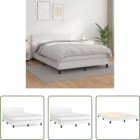 Kunstlederbett - Boxspringbett mit Matratze Weiß 140x200 cm Kunstleder (1/5)