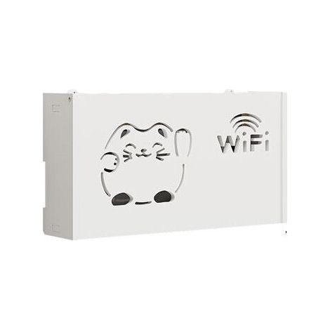 Cutie depozitare WLAN-Router, Lemn, 20x38x8,5 cm, Alb (1/5)
