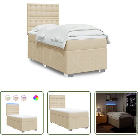 Matelas à ressorts ensachés - Sommier à lattes de lit avec matelas Crème 90x200 cm Tissu (1/5)