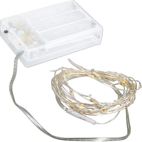 Mini guirlande lumineuse, 1 pce, 235cm, 40 lampes LED, alimentation à piles, minuterie, intérieur, décoration, anniversaire, Halloween, Noel-69229159, Naturel