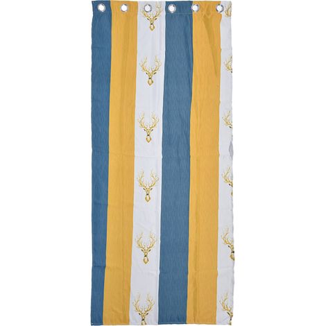 Rideau Court en Polyester Motif Tête de Cerf, Texture Douce pour Déco Maison (1/5)