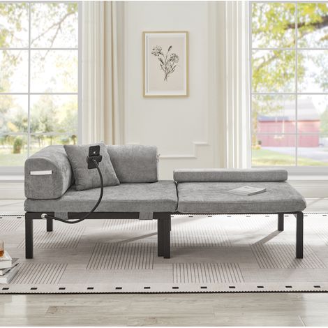 Sofá cama plegable individual extraíble gris claro OKMYHOME (1/5)