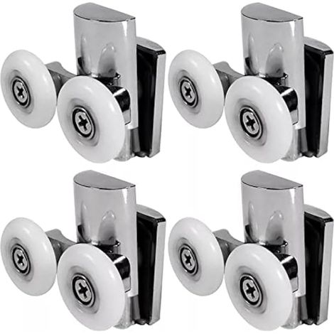 Roulettes de Porte de Douche,23 mm Roues en Haut ou en Bas, porte Coulissante Douche pour Cabine Salle de Bains Porte en Verre (23mm/2top+2bottom) (1/5)