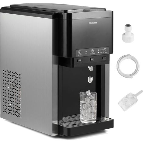 Costway – Distributeur d'eau 3 en 1 avec machine à glaçons – Production 20 kg/jour – Glaçons en cubes et glace pilée – Remplissage manuel/automatique (1/5)